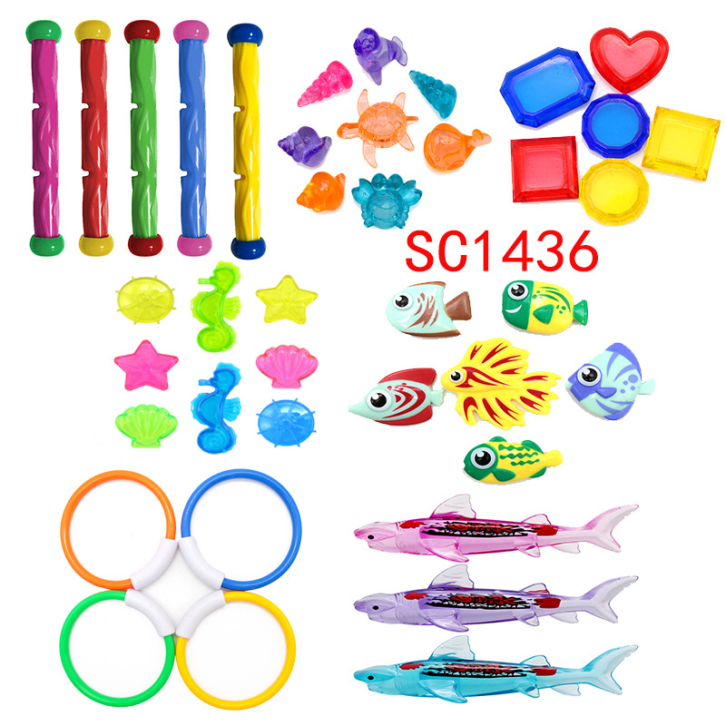 Diving Toys Children&#039;s Swimming Pool Treasure Hunting Diving Torpedo Water Ring Diamond Water Playing Set Toys