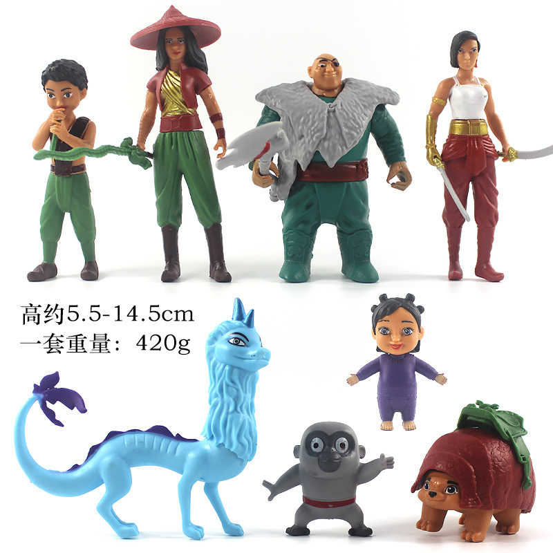 Cross-Border New Products 3-5-Inch Dragon Hunting Legend Figurine Garage Kits Ornaments 8 Pieces