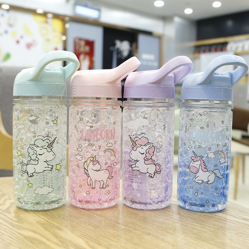 Factory Direct Sales Cartoon Fashion Unicorn Summer Ice Cup Portable Portable Female Student Drinking Cup Sports Cup