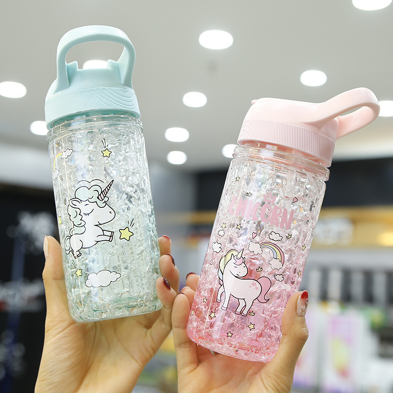 Factory Direct Sales Cartoon Fashion Unicorn Summer Ice Cup Portable Portable Female Student Drinking Cup Sports Cup