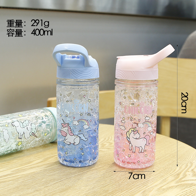 Factory Direct Sales Cartoon Fashion Unicorn Summer Ice Cup Portable Portable Female Student Drinking Cup Sports Cup