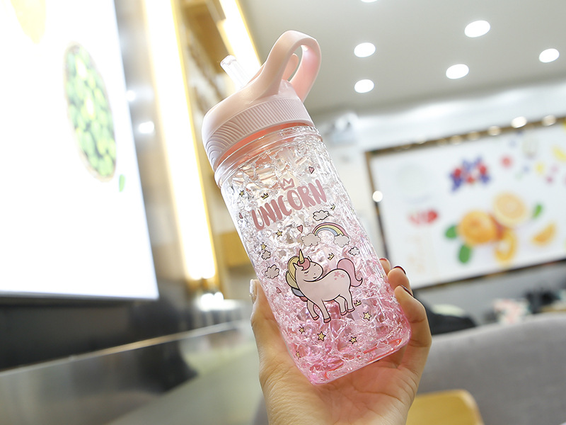 Factory Direct Sales Cartoon Fashion Unicorn Summer Ice Cup Portable Portable Female Student Drinking Cup Sports Cup