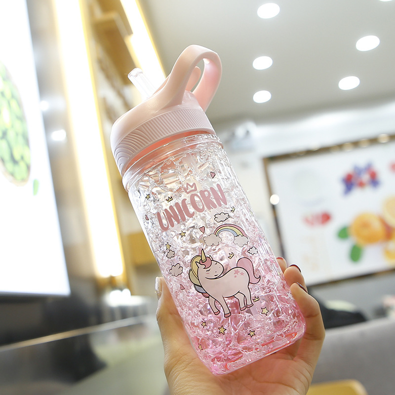 Manufacturers direct cartoon fashion unicorn summer ice cup portable schoolgirl drinking cup sports cup