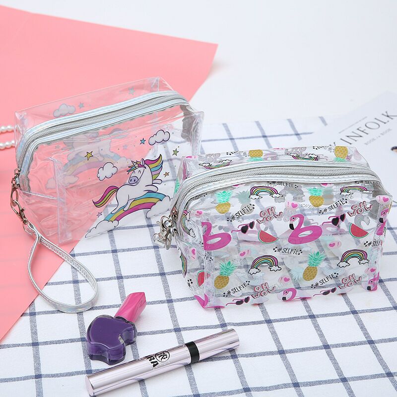 2019 cartoon transparent makeup bag arm-held flamingo transparent wash bag ladies transparent pillow bag 2019 cartoon transparent makeup bag arm-held flamingo transparent wash bag ladies transparent pillow bag