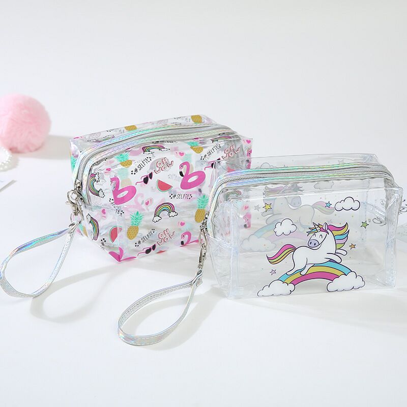 2019 cartoon transparent makeup bag arm-held flamingo transparent wash bag ladies transparent pillow bag 2019 cartoon transparent makeup bag arm-held flamingo transparent wash bag ladies transparent pillow bag