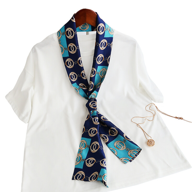 Inspired Long Scarf Female Spring and Autumn Ribbon Arm Bag Artificial Silk Small Neckerchief Narrow Scarf Whole