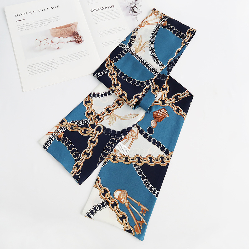 Inspired Long Scarf Female Spring and Autumn Ribbon Arm Bag Artificial Silk Small Neckerchief Narrow Scarf Whole