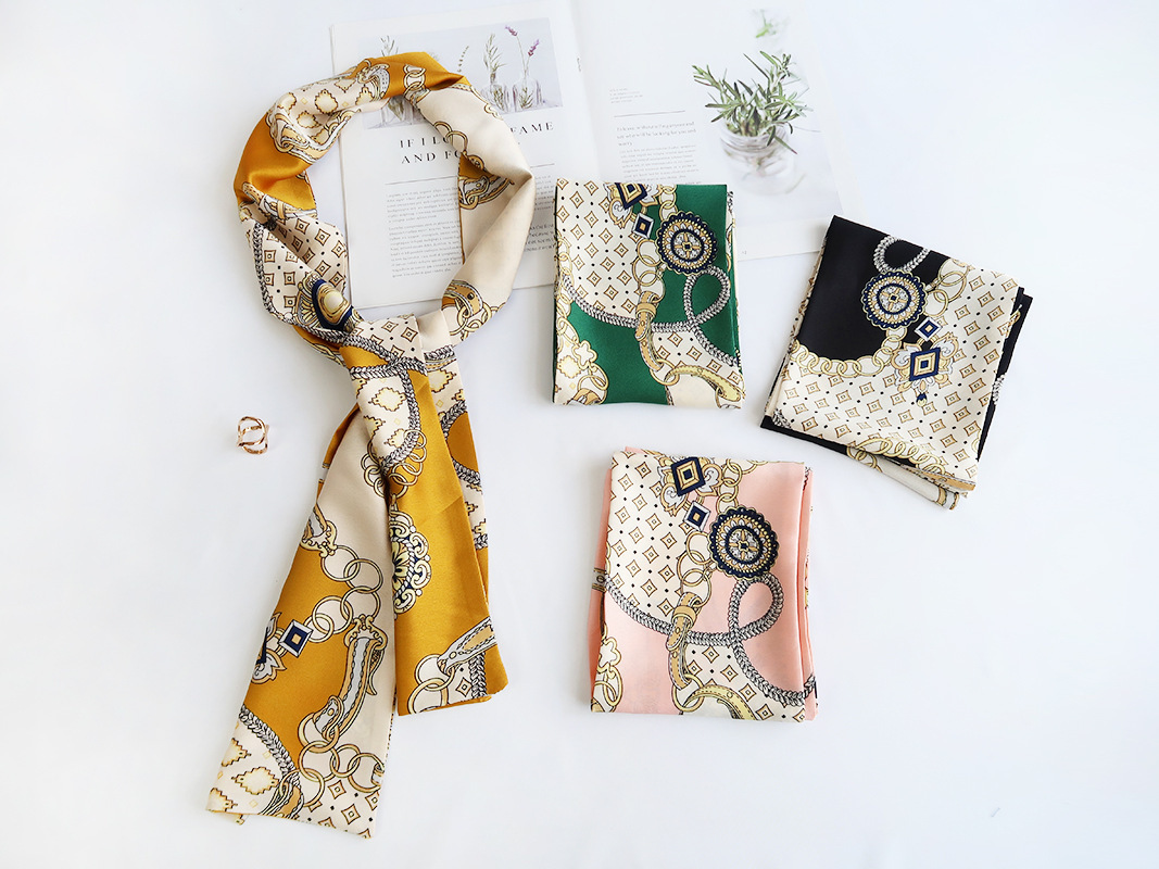 Inspired Long Scarf Female Spring and Autumn Ribbon Arm Bag Artificial Silk Small Neckerchief Narrow Scarf Whole