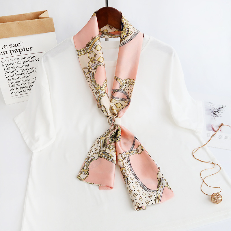 Inspired Long Scarf Female Spring and Autumn Ribbon Arm Bag Artificial Silk Small Neckerchief Narrow Scarf Whole
