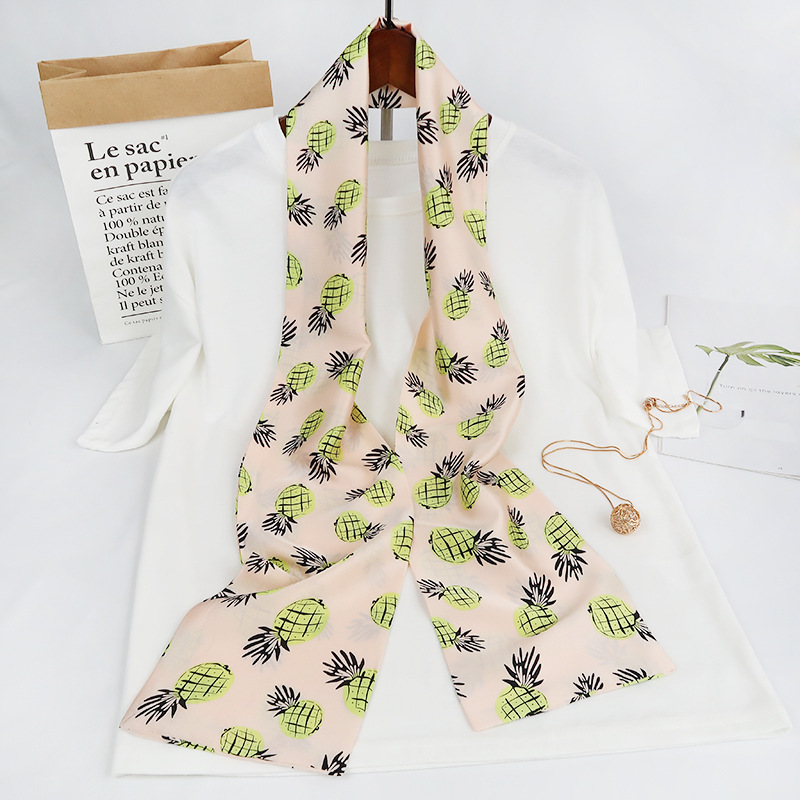 Inspired Long Scarf Female Spring and Autumn Ribbon Arm Bag Artificial Silk Small Neckerchief Narrow Scarf Whole