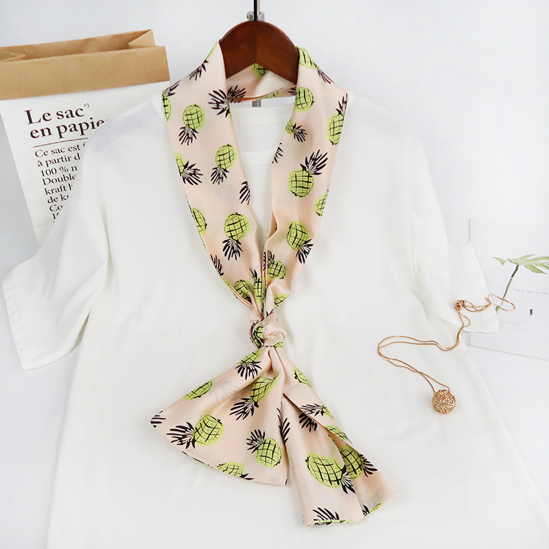 Inspired Long Scarf Female Spring and Autumn Ribbon Arm Bag Artificial Silk Small Neckerchief Narrow Scarf Whole