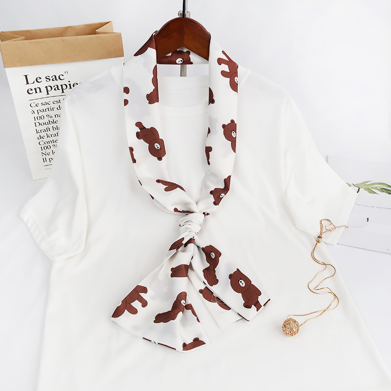 Inspired Long Scarf Female Spring and Autumn Ribbon Arm Bag Artificial Silk Small Neckerchief Narrow Scarf Whole