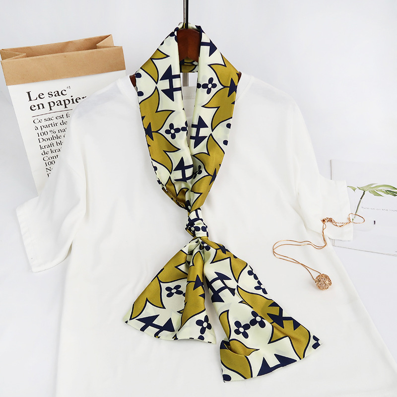 Inspired Long Scarf Female Spring and Autumn Ribbon Arm Bag Artificial Silk Small Neckerchief Narrow Scarf Whole