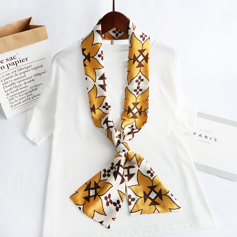 Inspired Long Scarf Female Spring and Autumn Ribbon Arm Bag Artificial Silk Small Neckerchief Narrow Scarf Whole