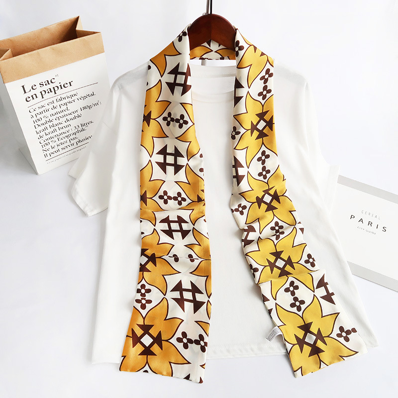 Inspired Long Scarf Female Spring and Autumn Ribbon Arm Bag Artificial Silk Small Neckerchief Narrow Scarf Whole