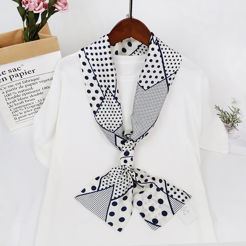 Inspired Long Scarf Female Spring and Autumn Ribbon Arm Bag Artificial Silk Small Neckerchief Narrow Scarf Whole