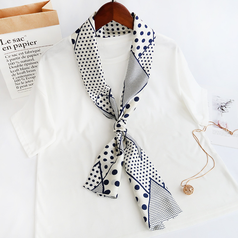 Inspired Long Scarf Female Spring and Autumn Ribbon Arm Bag Artificial Silk Small Neckerchief Narrow Scarf Whole