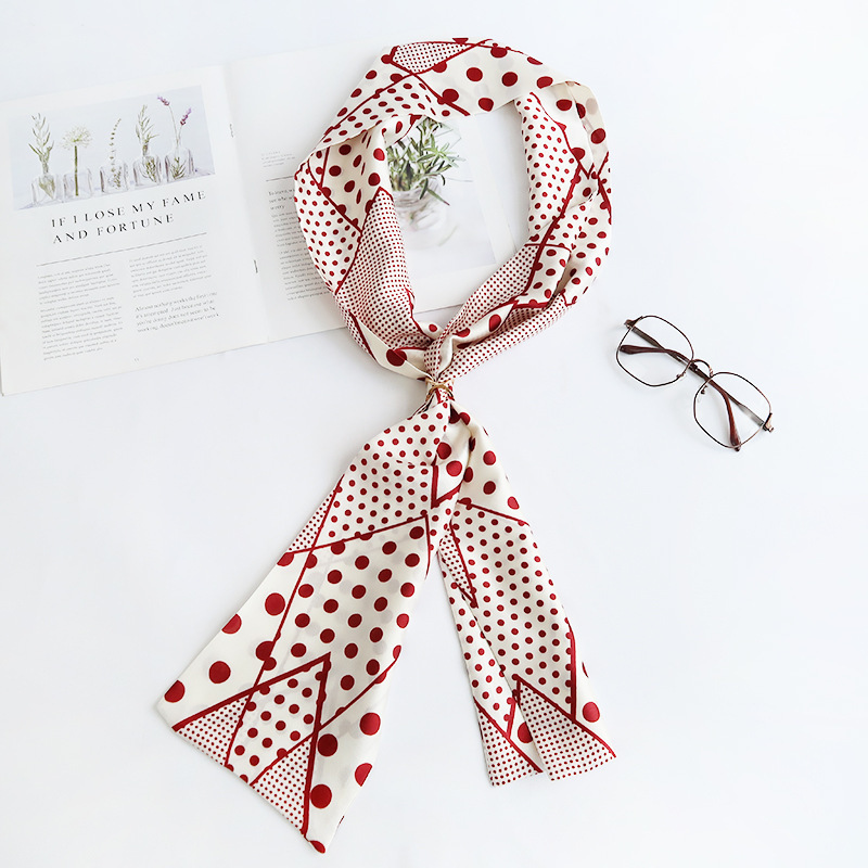 Inspired Long Scarf Female Spring and Autumn Ribbon Arm Bag Artificial Silk Small Neckerchief Narrow Scarf Whole