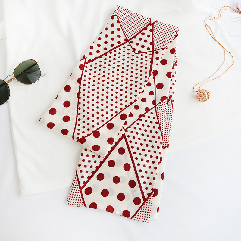 Inspired Long Scarf Female Spring and Autumn Ribbon Arm Bag Artificial Silk Small Neckerchief Narrow Scarf Whole