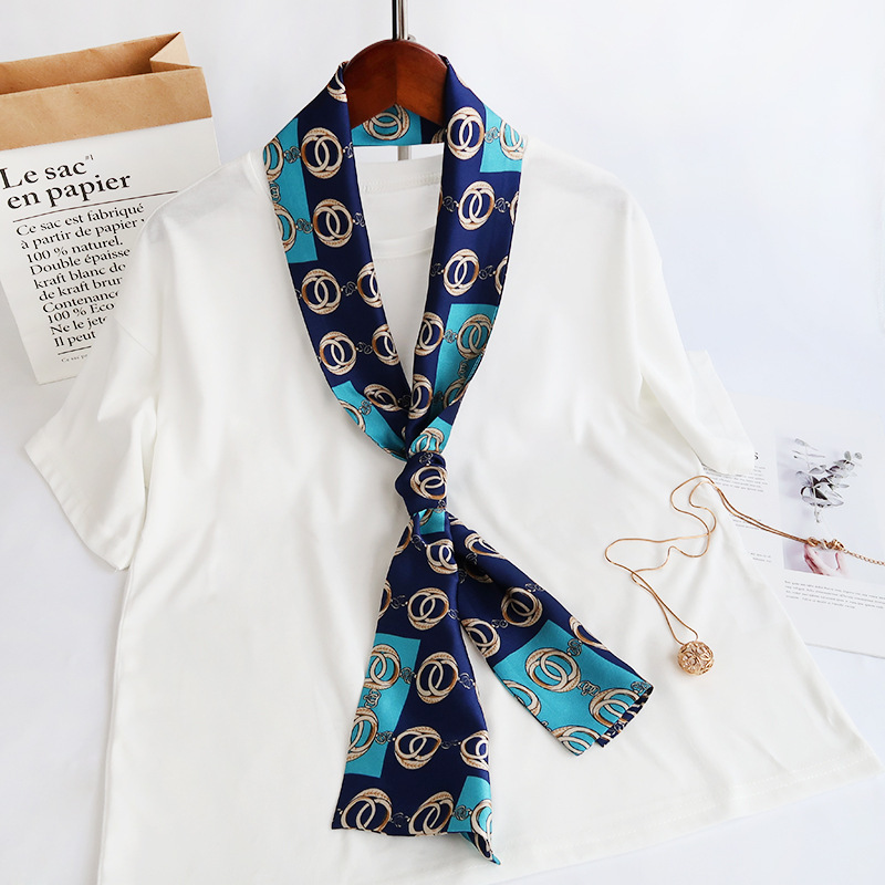 Inspired Long Scarf Female Spring and Autumn Ribbon Arm Bag Artificial Silk Small Neckerchief Narrow Scarf Whole