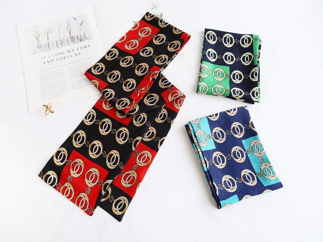 Inspired Long Scarf Female Spring and Autumn Ribbon Arm Bag Artificial Silk Small Neckerchief Narrow Scarf Whole