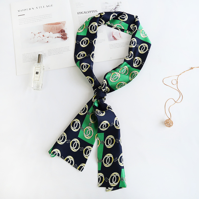 Inspired Long Scarf Female Spring and Autumn Ribbon Arm Bag Artificial Silk Small Neckerchief Narrow Scarf Whole