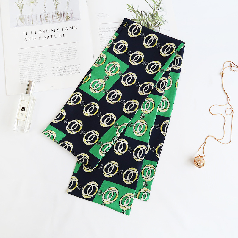Inspired Long Scarf Female Spring and Autumn Ribbon Arm Bag Artificial Silk Small Neckerchief Narrow Scarf Whole