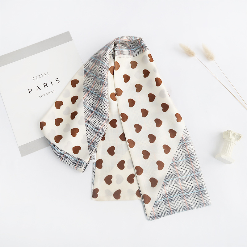 Inspired Long Scarf Female Spring and Autumn Ribbon Arm Bag Artificial Silk Small Neckerchief Narrow Scarf Whole