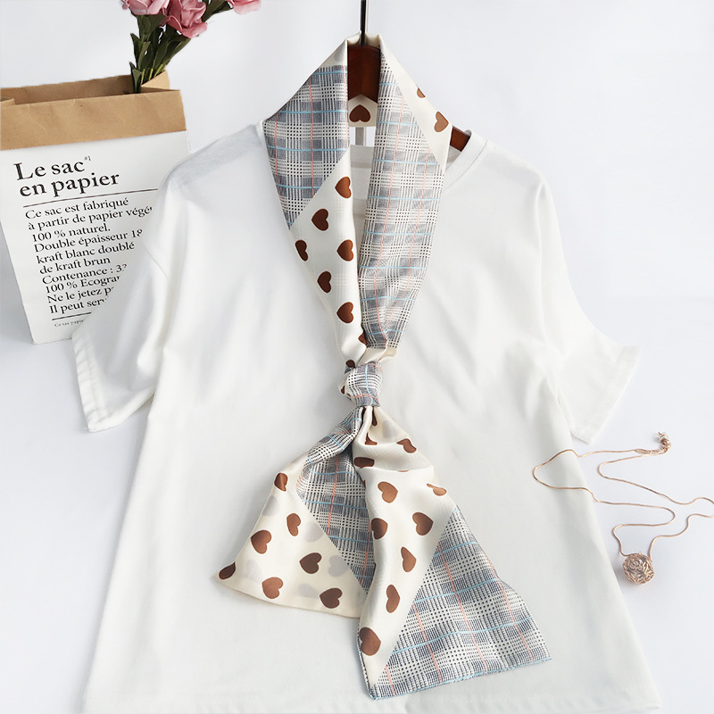 Inspired Long Scarf Female Spring and Autumn Ribbon Arm Bag Artificial Silk Small Neckerchief Narrow Scarf Whole