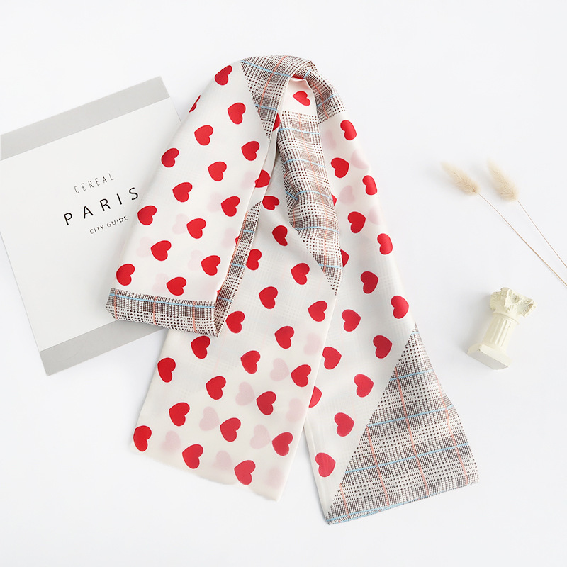 Inspired Long Scarf Female Spring and Autumn Ribbon Arm Bag Artificial Silk Small Neckerchief Narrow Scarf Whole