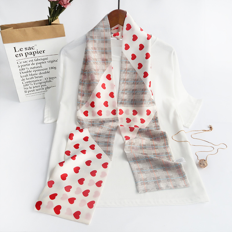 Inspired Long Scarf Female Spring and Autumn Ribbon Arm Bag Artificial Silk Small Neckerchief Narrow Scarf Whole