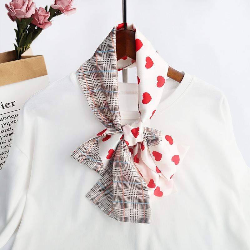 Inspired Long Scarf Female Spring and Autumn Ribbon Arm Bag Artificial Silk Small Neckerchief Narrow Scarf Whole