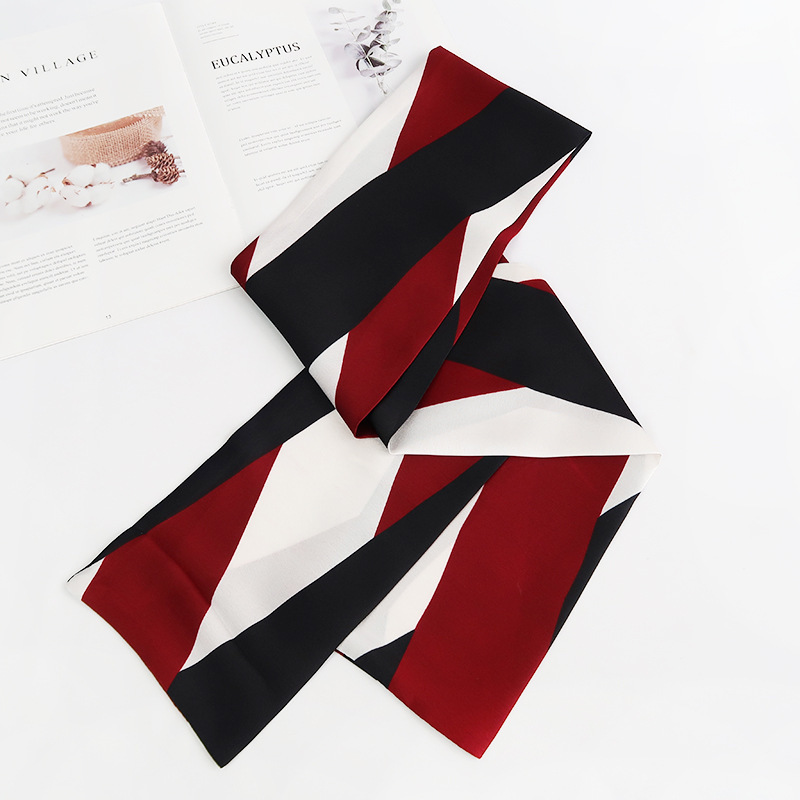 Inspired Long Scarf Female Spring and Autumn Ribbon Arm Bag Artificial Silk Small Neckerchief Narrow Scarf Whole