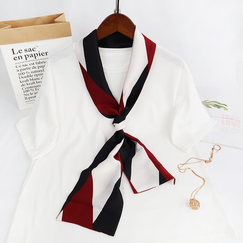 Inspired Long Scarf Female Spring and Autumn Ribbon Arm Bag Artificial Silk Small Neckerchief Narrow Scarf Whole