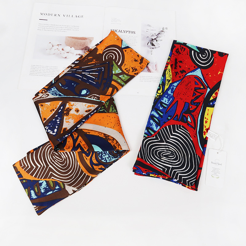 Inspired Long Scarf Female Spring and Autumn Ribbon Arm Bag Artificial Silk Small Neckerchief Narrow Scarf Whole