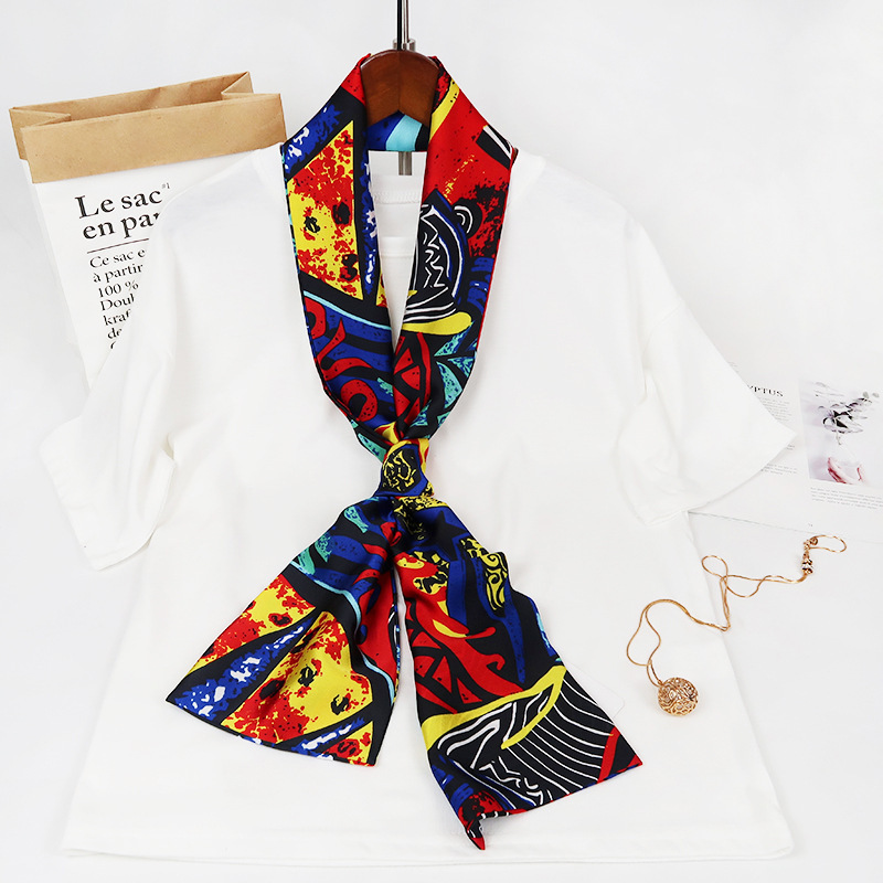 Inspired Long Scarf Female Spring and Autumn Ribbon Arm Bag Artificial Silk Small Neckerchief Narrow Scarf Whole