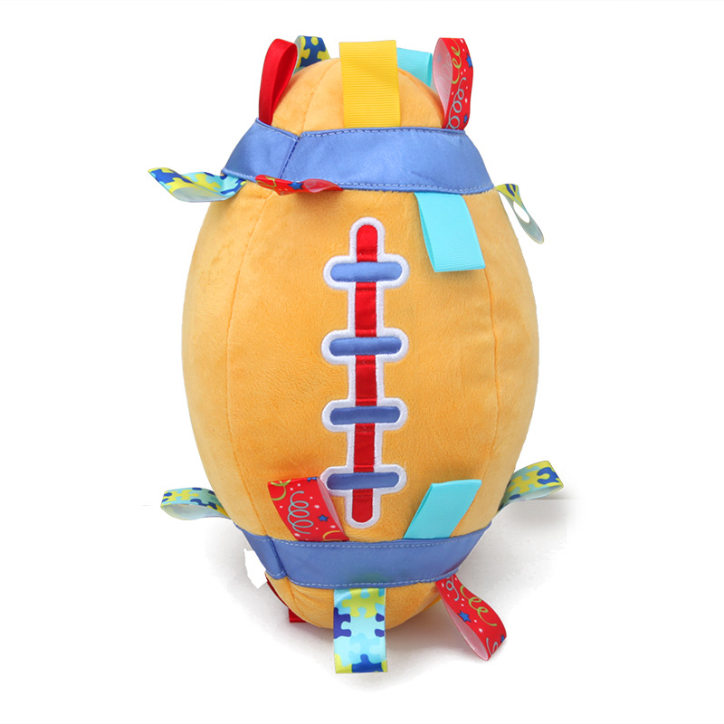 Puzzle Baby Hand Ball Plush Toy Label Rugby Baby Climbing Exercise Toy Built-in Jingle Bell