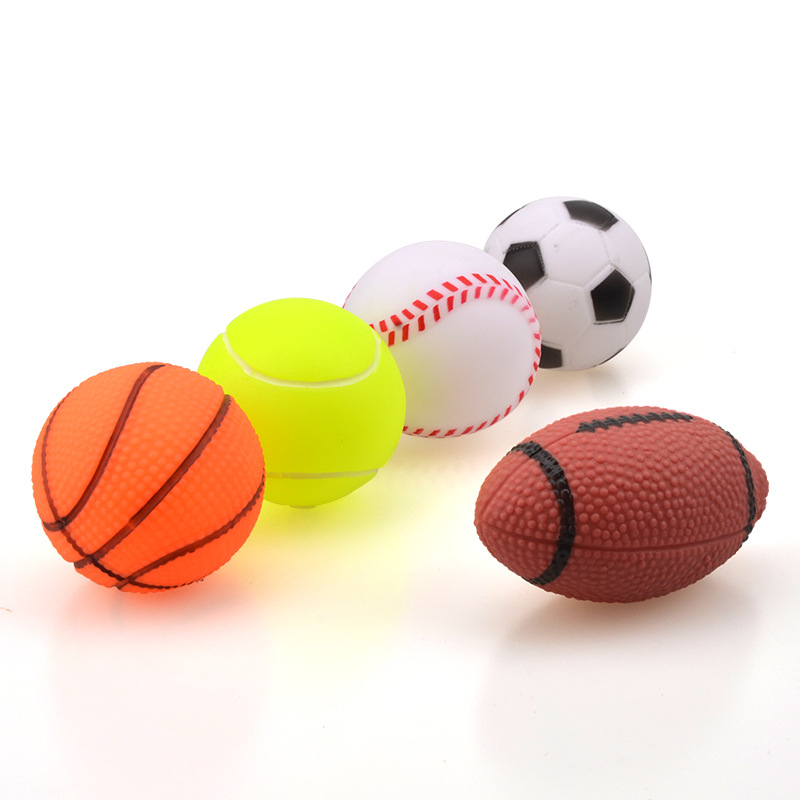 Factory Direct Sales Pet Toy Vinyl Sounding Rugby Football Dog Training Baseball Sport Ball Toy Set