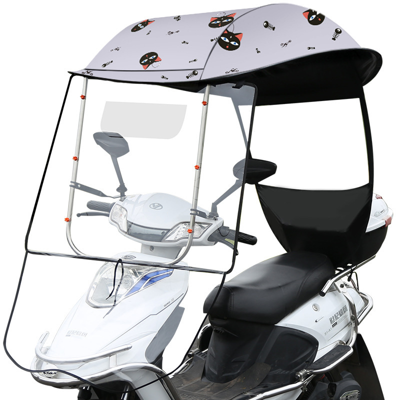 Electric Bike Canopy Sunshade Motorcycle Canopy Battery Car Vinyl Sun Protective Thickened Windshield Rainproof Whole