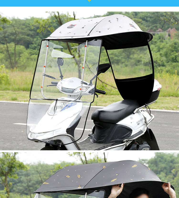 Electric Bike Canopy Sunshade Motorcycle Canopy Battery Car Vinyl Sun Protective Thickened Windshield Rainproof Whole