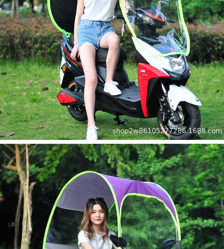 Electric Bike Canopy Sunshade Motorcycle Canopy Battery Car Vinyl Sun Protective Thickened Windshield Rainproof Whole