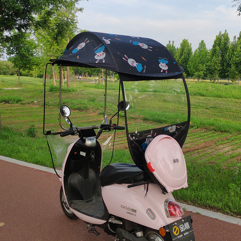 Bike Canopy Awning Motorcycle Tram Sunshade Battery Car Black Glue Thickened Sun Protection Rain Proof Canopy Umbrella