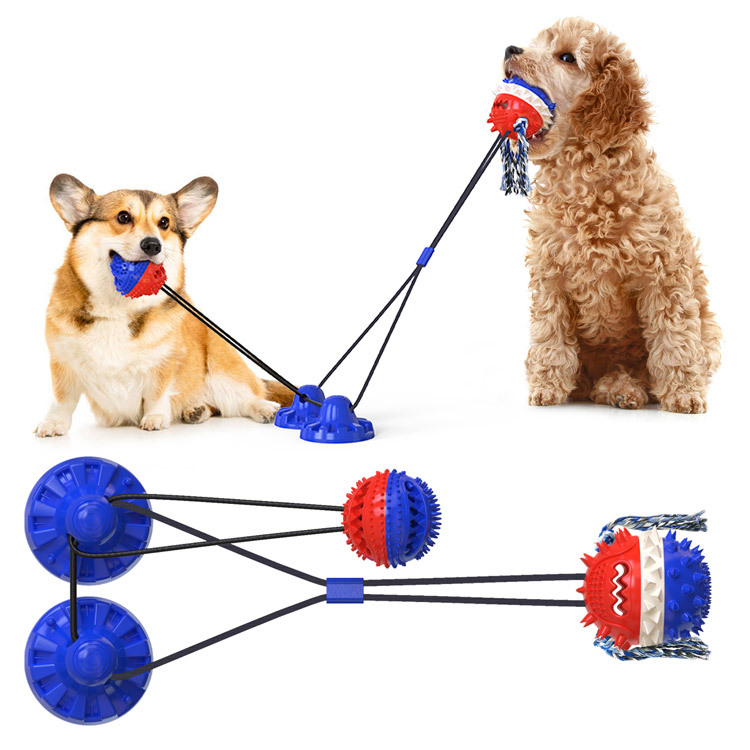 Pet Supplies Factory New Popular Amazon Cross-Border Dog Sucker Tug of War Sound Grinding Food Dropping Ball Dog Toy