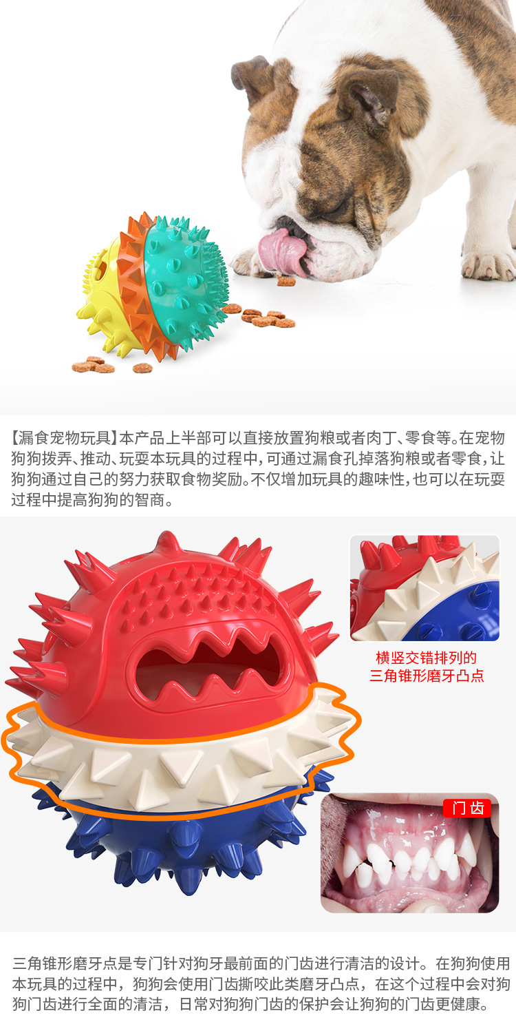 Pet Supplies Factory New Popular Amazon Cross-Border Dog Sucker Tug of War Sound Grinding Food Dropping Ball Dog Toy