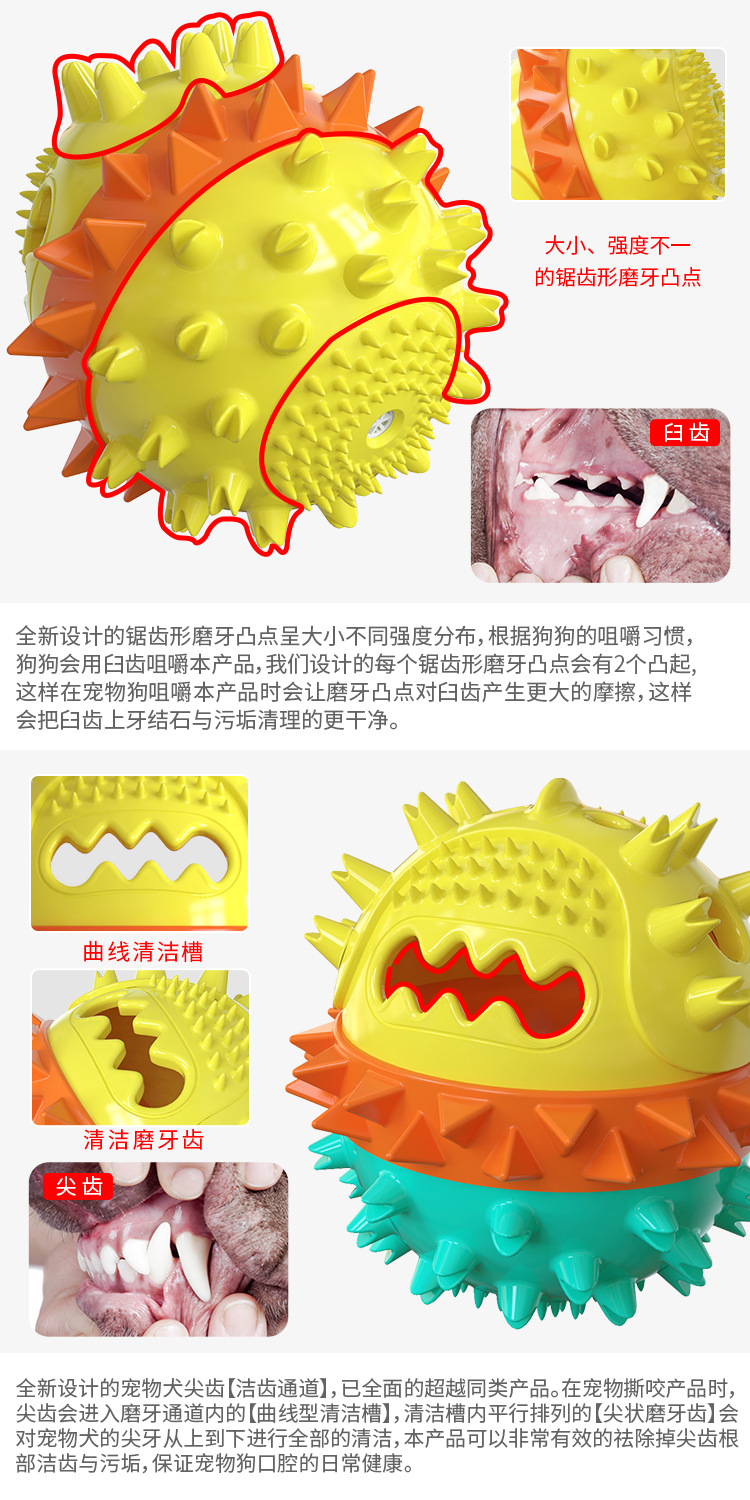 Pet Supplies Factory New Popular Amazon Cross-Border Dog Sucker Tug of War Sound Grinding Food Dropping Ball Dog Toy