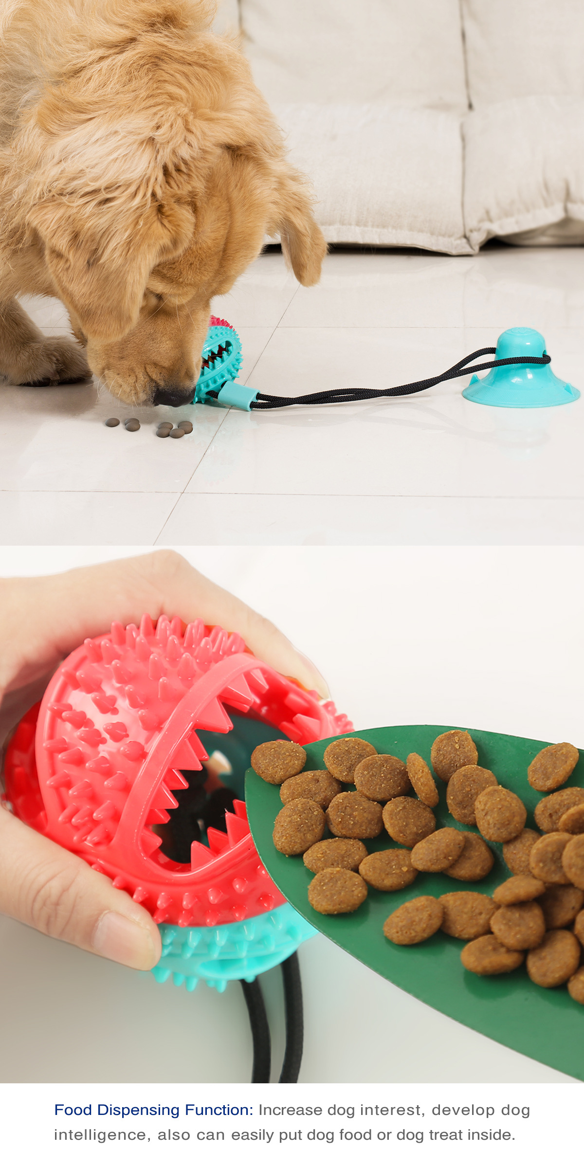 Pet Supplies Factory Wholesale Company New Popular Amazon Dog Toy Tug-of-War Sucker Food Leakage Bite-Resistant Ball