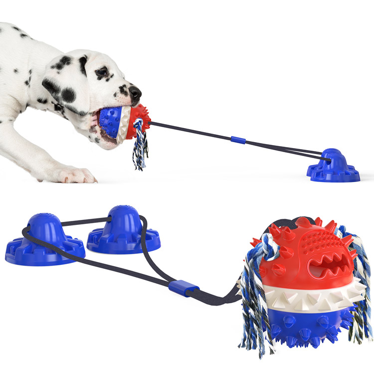 Multifunctional Strong Suction Double Suction Cup Food Leakage Tug of War Pet Toy