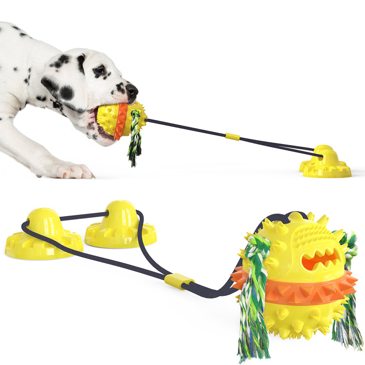 Multifunctional Strong Suction Double Suction Cup Food Leakage Tug of War Pet Toy