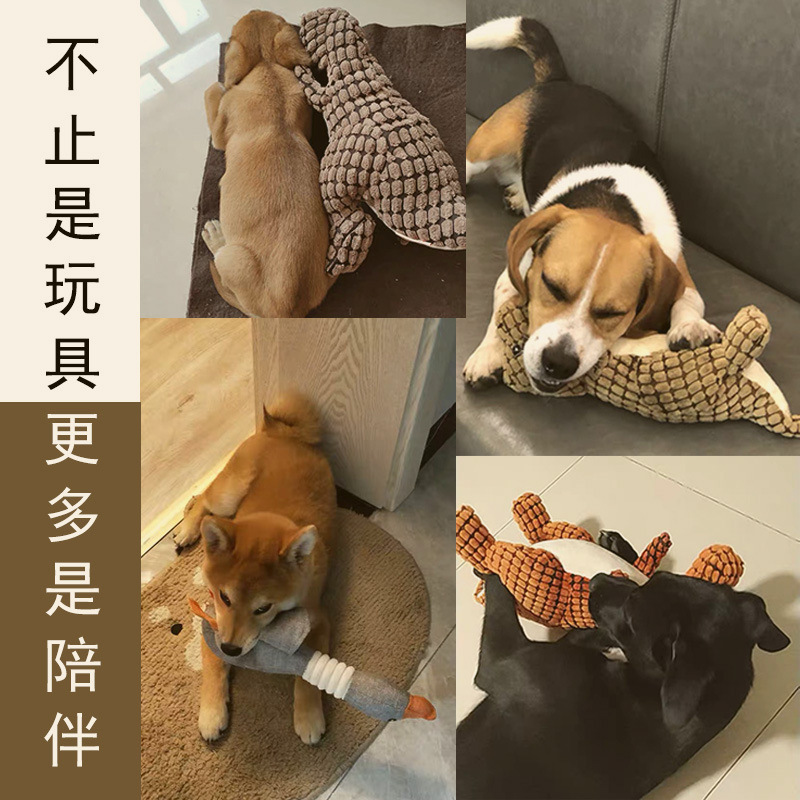 Dog Toy Sound String Bite-Resistant Ball Vent Molar Plush Slippers Tug of War Dinosaur Puppy Bell Ball Wild Goose