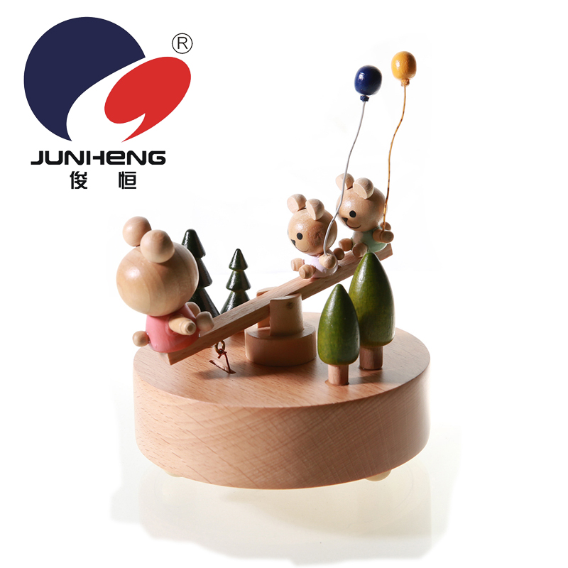 Amazon Cross-Border Spot European Solid Wood Seesaw Bear Music Box Children&#039;s Day Gift Music Box Crafts
